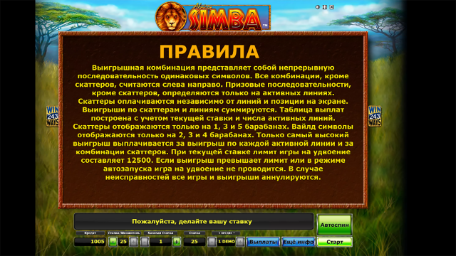 Характеристики слота African Simba 3